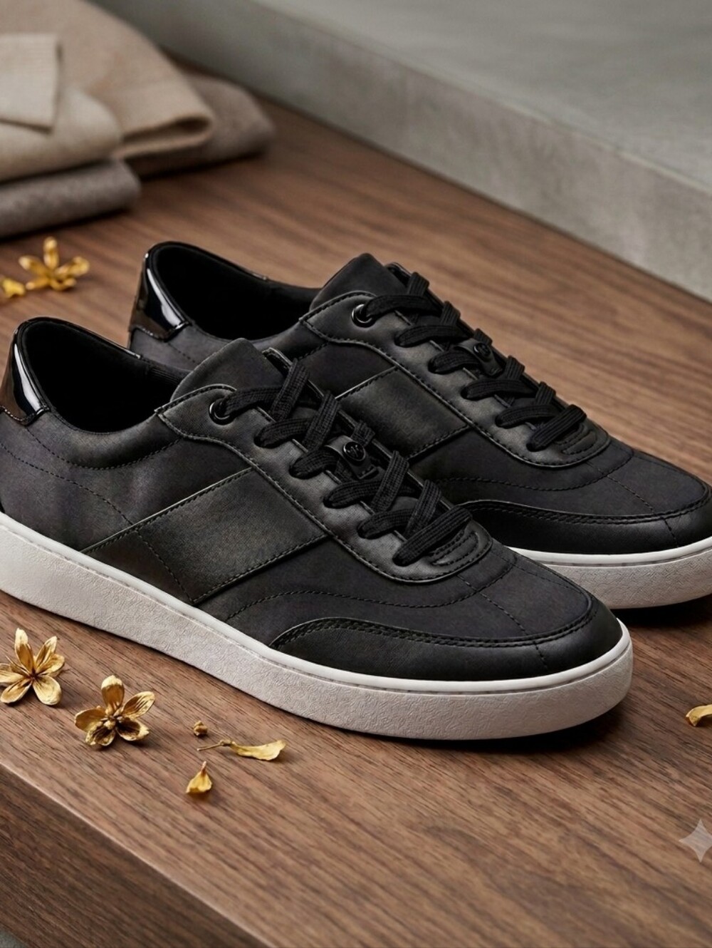 MICHAEL Michael Kors Women's KAYCEE Black Leather Sneakers Size 10 - Picture 1 of 11